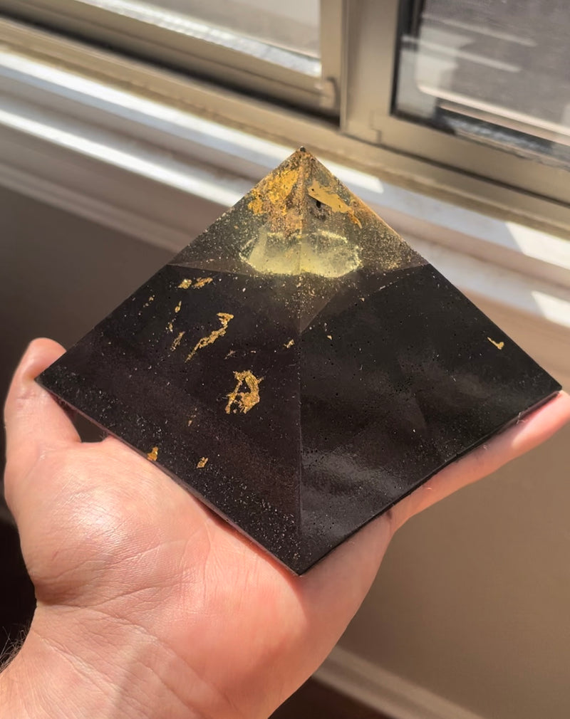 Orgonomy Black Sun Orgonite 8+ Sided Giza Pyramid